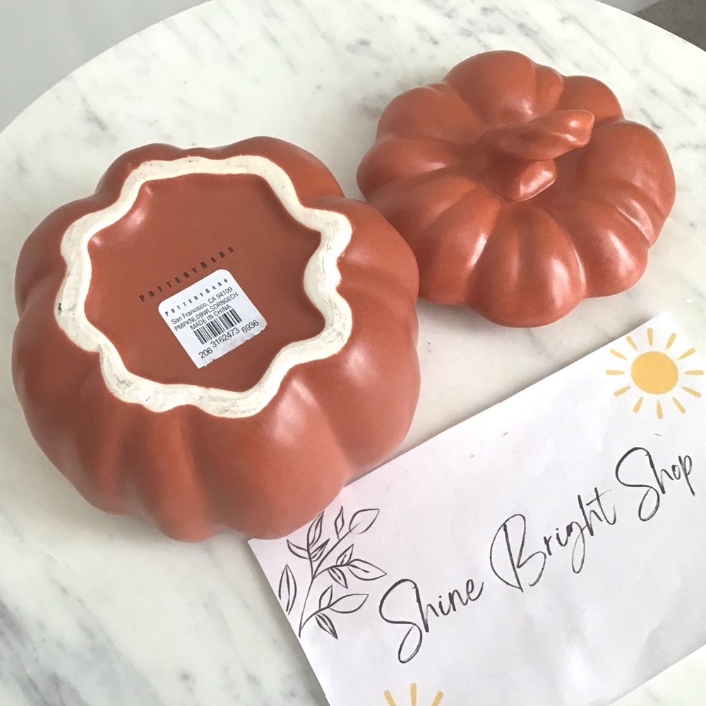 Pottery Barn Glazed Stoneware Pumpkin Bowl Soup Dish New With Tag - Picture 12 of 12